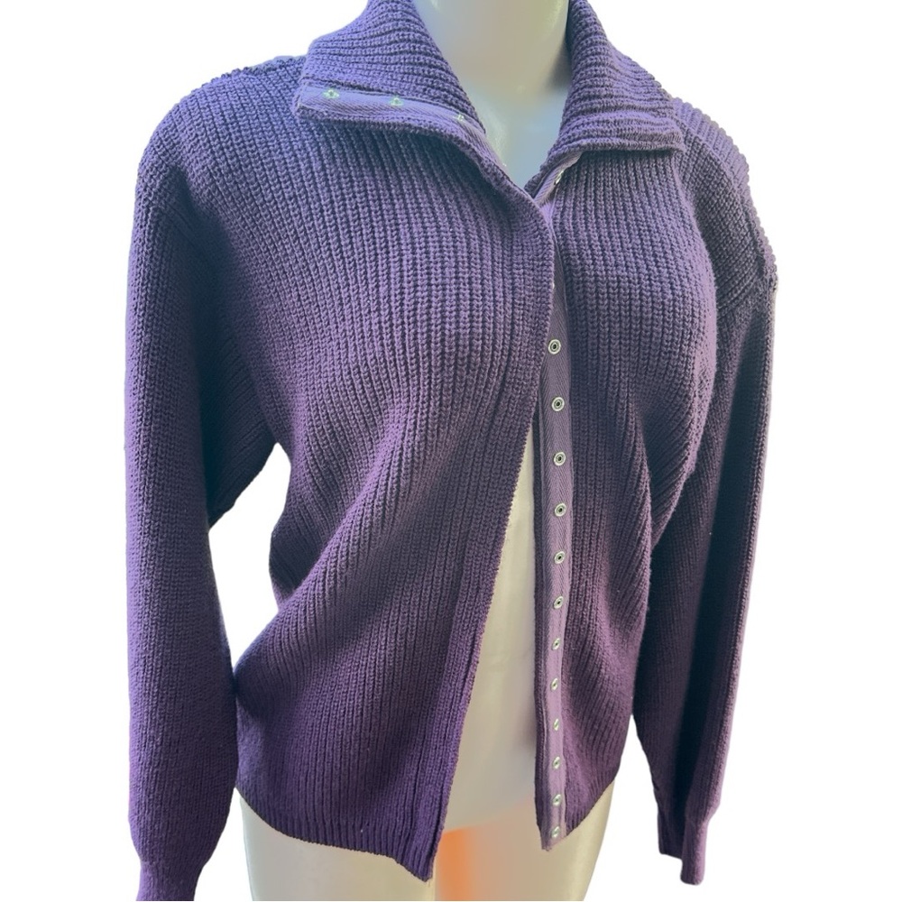 Amazing Vintage John Meyer plum purple snap up sweater